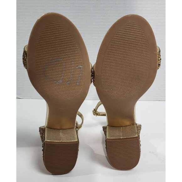 Blue by Betsey Johnson Mari Gold Glitter Block Heel Sandals Size 7M - Picture 7 of 11